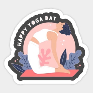 Happy yoga day with bright colours Sticker